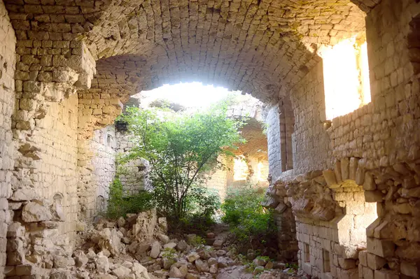 Ruiny Fortu Kosmach Czarnogórze Forteca Znajduje Się Pobliżu Budvy Stary Obrazek Stockowy