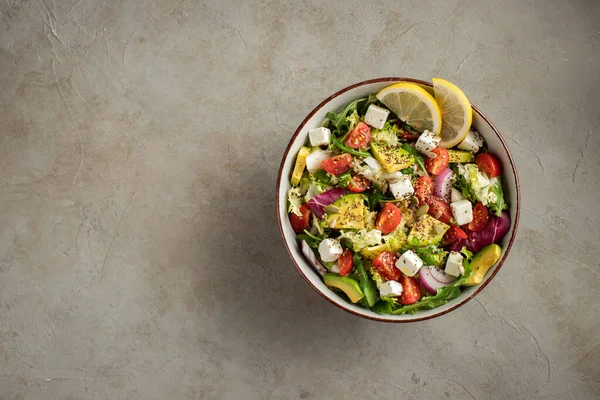 Heerlijke Gezonde Groene Salade Van Verschillende Bladeren Groenten Met Een Rechtenvrije Stockafbeeldingen