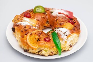 Bolo do Rei or King's Cake, Made for Christmas, typical Portuguese Christmas cake with dry fruits