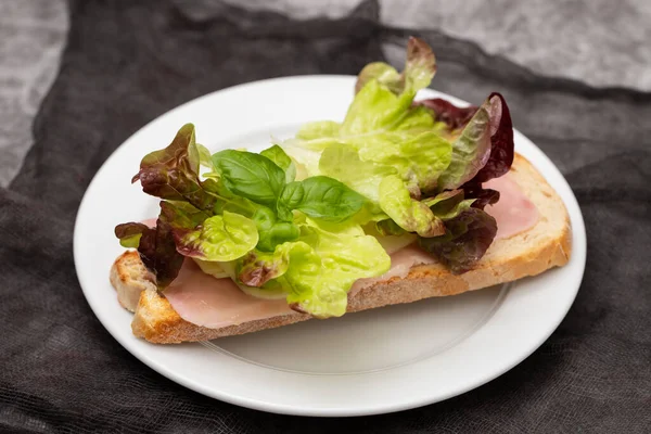 Вкусные Бутерброды Сыром Белой Тарелке — стоковое фото