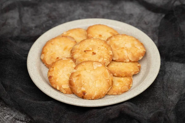 Few Homemade Cookies White Small Dish — Stock Photo, Image