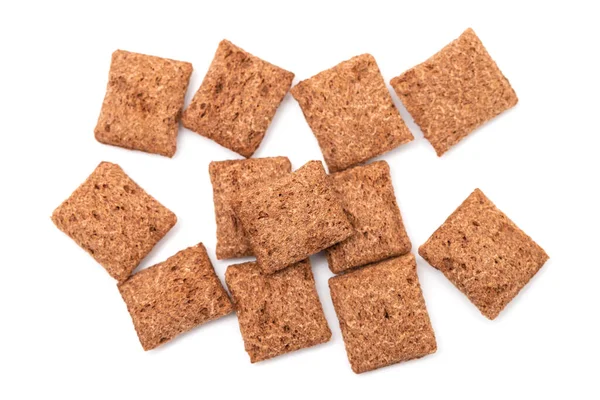 Quadratisches Müsli Mit Schokolade Auf Weißem Hintergrund — Stockfoto