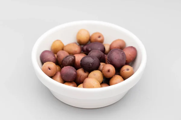 Mange Saltede Blandede Oliven Liten Skål – stockfoto