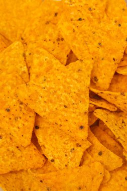 Portakallı Meksika cipsi. Yakın görüş.