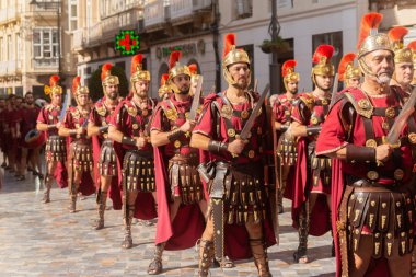 CARTAGENA, SPAIN -  23 SEPTEMBER 2022 Carthaginians and Romans historic holidays, celebrated in the Spanish city of Cartagena since 1990 to commemorate the historical events that took place in the city during the Second Punic War clipart