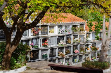 BENALMADENA, SPAIN - 21 NOVEMBER 2022 Old municipal cemetery with beautiful tombstones in a famous seaside town