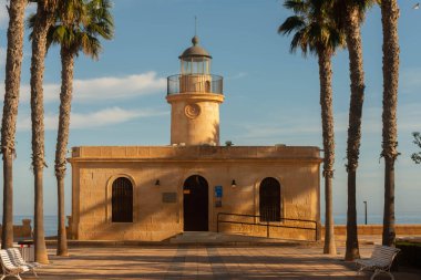 ROQUETAS DE MAR, SPAIN - 24 NOVEMBER 2022 One of the many beautiful historical buildings in the city of Roquetas de Mar, built in 1863