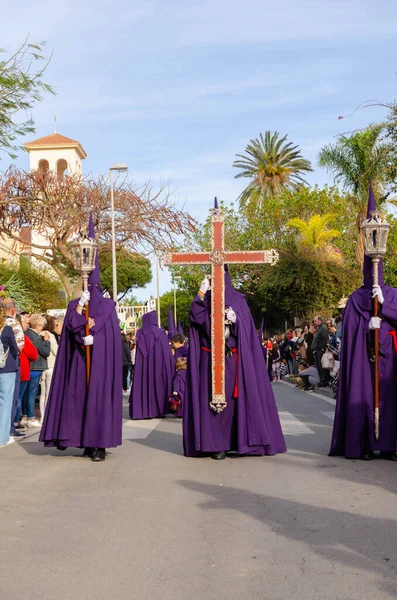 Almeria España Abril 2023 Procesión Personas Semana Santa Los Residentes — Foto de Stock