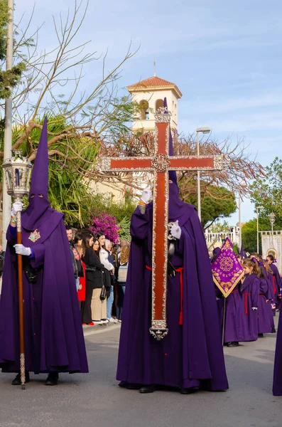 Almeria Span Nisan 2023 Kutsal Hafta Insanların Geçit Töreni Törene — Stok fotoğraf