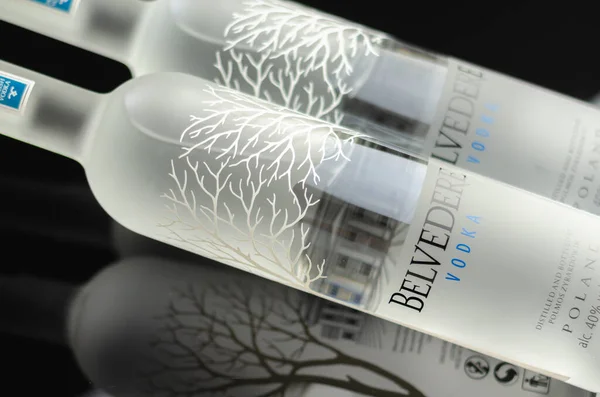 Stock image LONDON, UK - 08 JUNE  2023 A brand of Polish rye vodka produced and distributed by LVMH, named after Belweder, the Polish presidential palace in Warsaw, whose illustration appears on the bottles