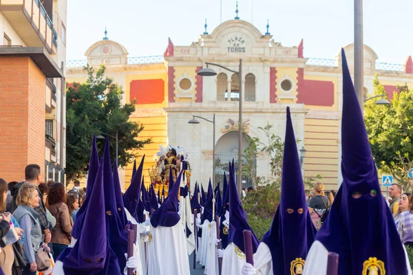 Almeria Spain April 2023 Procession People Holy Week Residents Participating — Stock Photo, Image