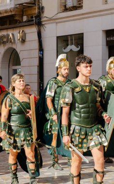 CARTAGENA, İSPAIN - 23 EPTEMBER 2022 Kartacalılar ve Romalılar, İkinci Pön Savaşı sırasında kentte meydana gelen tarihi olayları anmak amacıyla 1990 yılından beri İspanya 'nın Kartagena kentinde tarihi bayramlar düzenlediler.