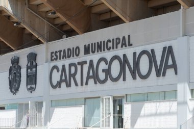 CARTAGENA, İspanya - 19 Eylül 2022 İspanya 'nın Cartagena kentindeki çok amaçlı stadyumda 15 105 seyirci kapasiteli