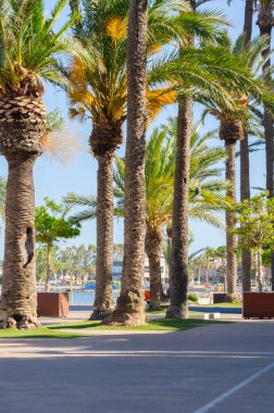 SANTIAGO DE LA RIBERA, İSPAN - 10 Haziran 2022 Santiago de la Ribera kıyı kasabasındaki güzel gezinti alanı