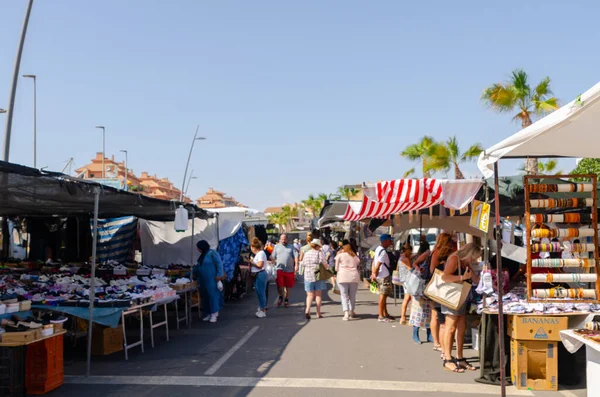 Roquetas Mar Spain Октября 2023 Местный Рынок Большим Количеством Киосков — стоковое фото