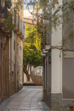 ALMERIA, SPAIN - 11 Aralık 2023 Cezayir 'in küçük meydanlarından birinde parlayan bir balo anıtı, kentin en temsili değerlerini iletiyor ve ziyaretçiler için turistik bir cazibe alanı oluşturuyor.