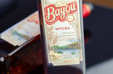 LONDON, UNITED KINGDOM - AUGUST 07, 2022 Bayou Rum, spiced rum inspired by the flavors of Louisiana, infused with a complex, delicate blend of spices inspired by Louisianan Creole baking traditions