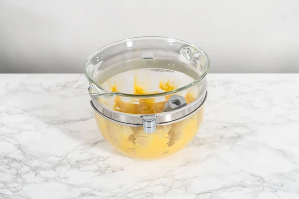 Lemon Cookies White Chocolate Mixing Ingredients Kitchen Mixer Bake Lemon — Stock Photo, Image