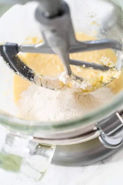 Mixing Ingredients Kitchen Electric Mixer Bake American Flag Mini Cupcakes — Stok fotoğraf