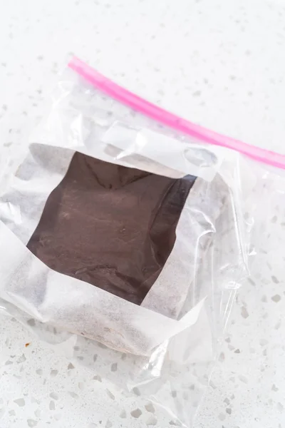 Stockage Caramel Maison Ordinaire Dans Sac Plastique Réutilisable — Photo