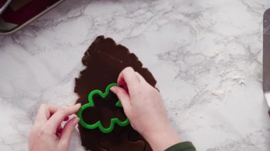 Düz yatıyordu. Adım adım. Zencefilli kurabiye hamurundan Noel kurabiyeleriyle şekiller kesiyorum..