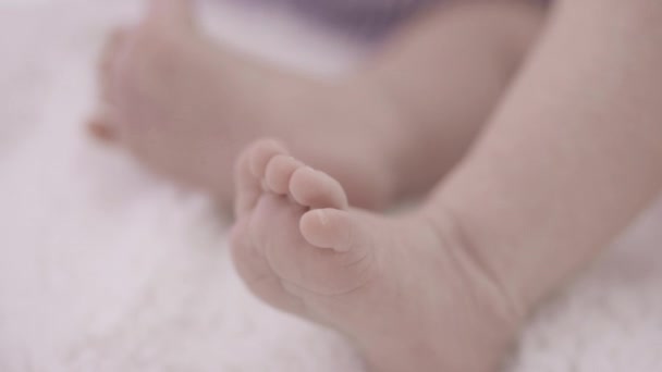 Feet Newborn Three Weeks Old Baby Girl — Stock Video