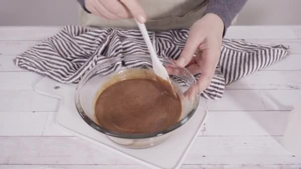 Time Lapse Preparing Homemade Chocolate Ganache Chocolate Raspberry Cupcakes — Stock Video