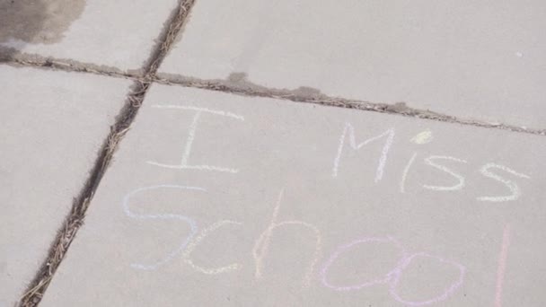 Miss School Chalk Sign Driveway — Stock Video