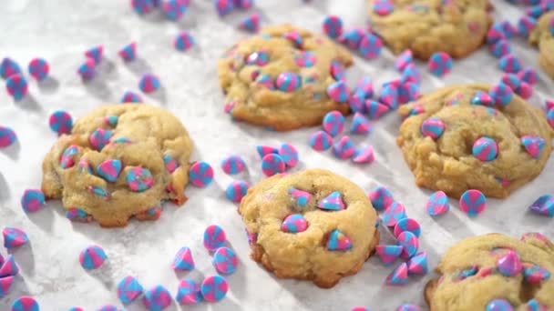Biscuits Aux Pépites Chocolat Licorne Fraîchement Cuits Avec Des Pépites — Video