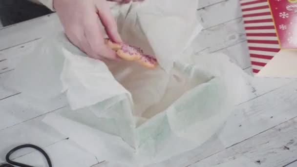 Temps Écoulé Pas Pas Emballage Caramel Maison Biscuits Dans Une — Video