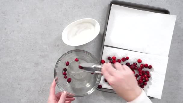 Čas Vypršel Ležel Krok Krokem Prepating Sugar Cranberries Organic Cranberries — Stock video