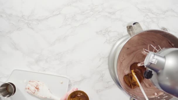 Pose Plate Pas Pas Préparation Crème Glacée Chocolat Maison Dans — Video