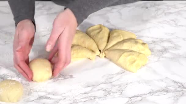 Time Lapse Step Step Dividing Bread Dough Bake Homemade Brioche — Stock videók