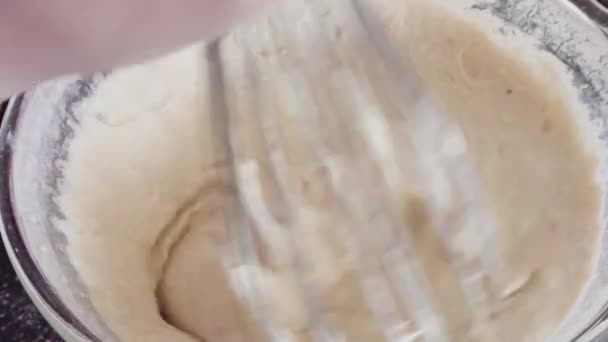 Yapımı Krep Yapmak Için Karıştırma Kabındaki Malzemeleri Karıştırıyorum — Stok video