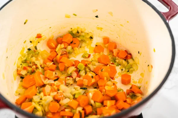 Hollanda usulü fırında kluski şehriyeli tavuk çorbası pişirmek..