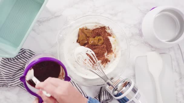 Düz Yatıyordu Adım Adım Yapımı Mutfak Mikserinde Yapımı Çikolatalı Dondurma — Stok video