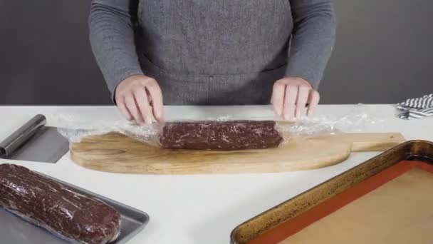 Temps Écoulé Pas Pas Découpe Pâte Biscuits Chocolat Sur Une — Video