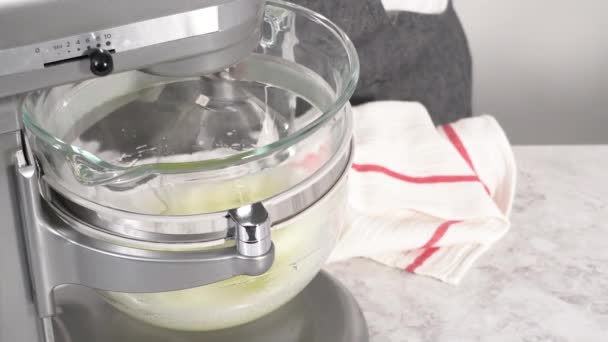 Step Step Mixing Ingredients Kitchen Mixer Bake Unicorn Meringue Pops — Stock Video