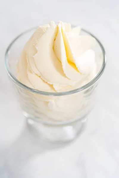 Homemade Whipped Cream Class Ice Cream Bowl — Stock Photo, Image