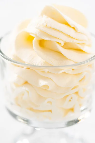 Homemade Whipped Cream Class Ice Cream Bowl — Stock Photo, Image