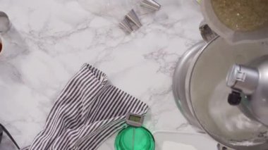 Time lapse. Flat lay. Caramelizing sugar in a saucepan for Italian buttercream frosting.