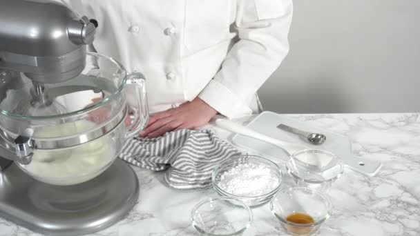Step Step Making Meringue Kitchen Mixer Bake Unicorn Meringue Cookies — Stock Video