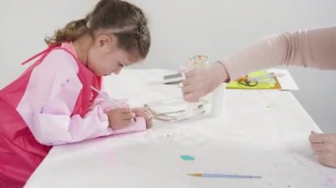 Time lapse. Step by step. Making unicorns out of paper and empty toilet paper rolls.