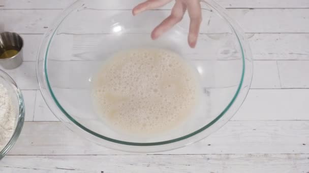 Przygotowanie Domowego Ciasta Pizzowego Mąki Uniwersalnej — Wideo stockowe