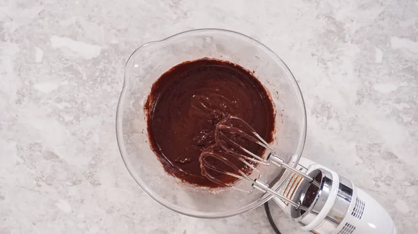 Piatto Passo Dopo Passo Ingredienti Miscelazione Cuocere Cupcake Cioccolato Arcobaleno — Foto Stock