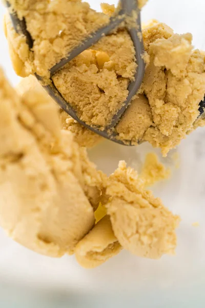 Mixing Ingredients Kitchen Electric Mixer Bake Panda Shaped Shortbread Cookies — Stock Photo, Image
