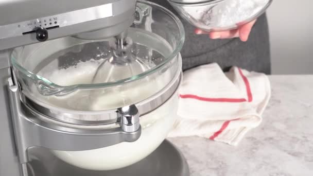 Pas Pas Amestecarea Ingredientelor Mixer Bucătărie Pentru Coace Bezea Unicorn — Videoclip de stoc