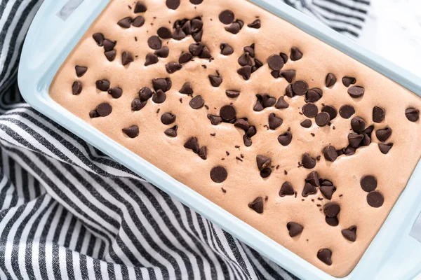 Домашнє Шоколадне Морозиво Чіпсами Сковороді — стокове фото