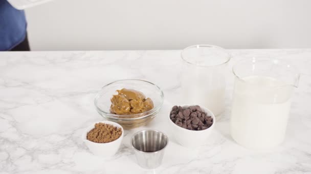 Step Step Ingredients Make Homemade Chocolate Ice Cream — Stock Video