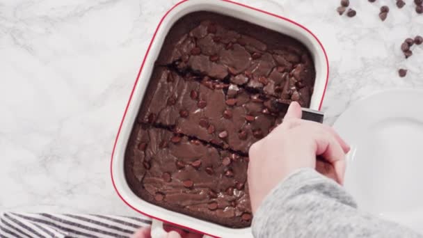 Domácí Čokoládové Brownie Mramorové Lince — Stock video